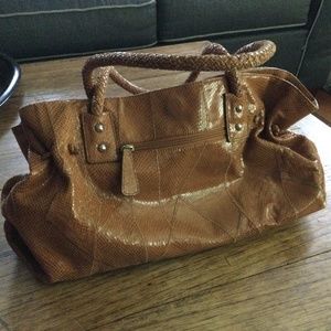 Chi by Falchi Lambskin  snake print shimmering gold brown